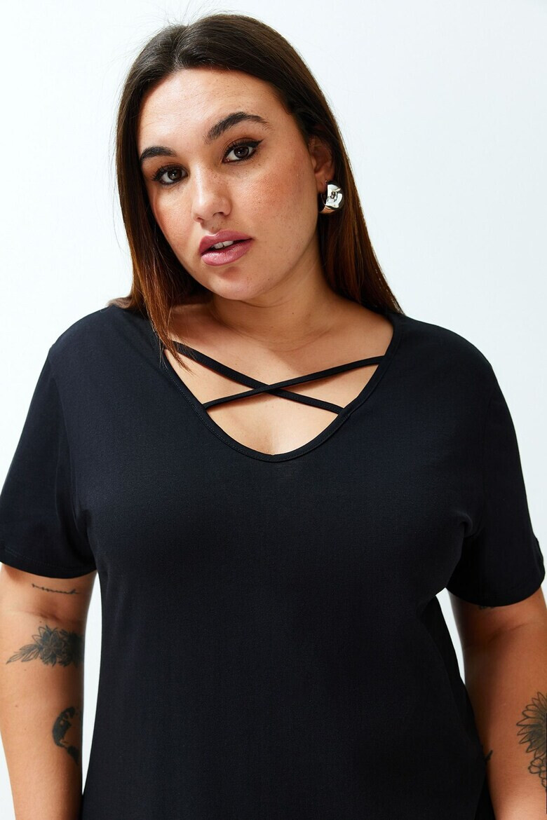 Trendyol Памучна миди рокля Plus Size - Pepit.bg