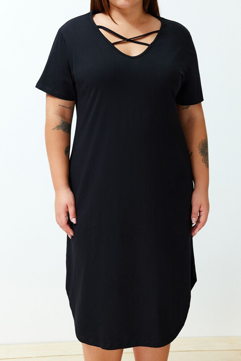Trendyol Памучна миди рокля Plus Size - Pepit.bg