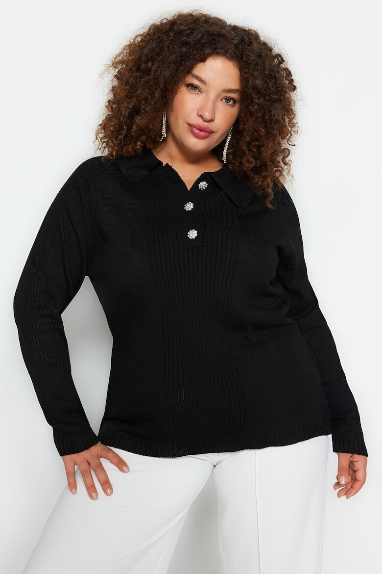 Trendyol Пуловер с рипс Plus Size Polo - Pepit.bg