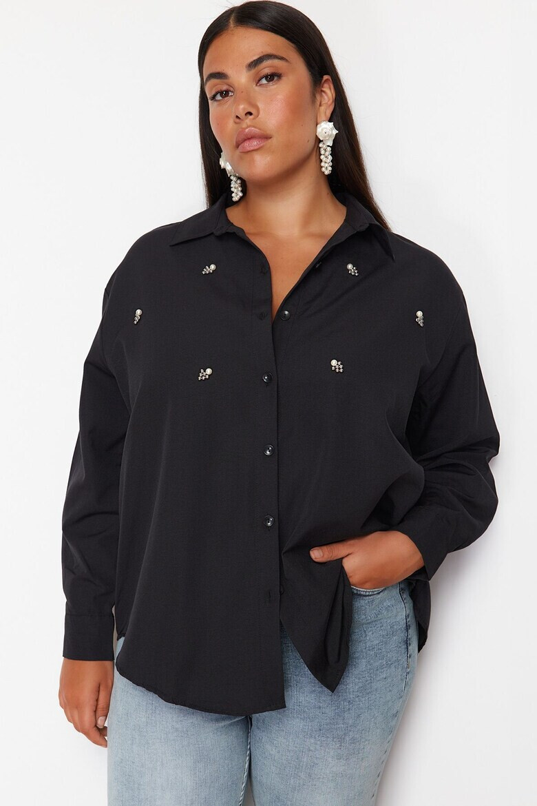 Trendyol Риза Plus Size с мъниста - Pepit.bg