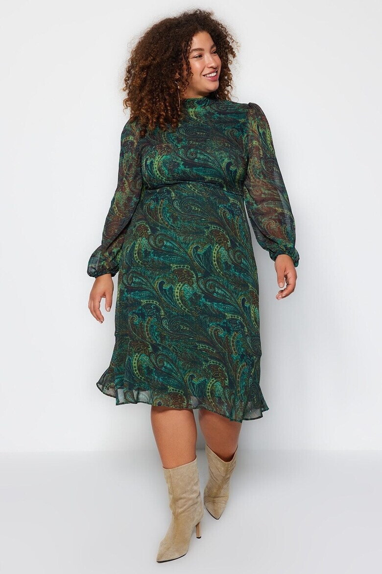 Trendyol Рокля Plus Size с принт - Pepit.bg