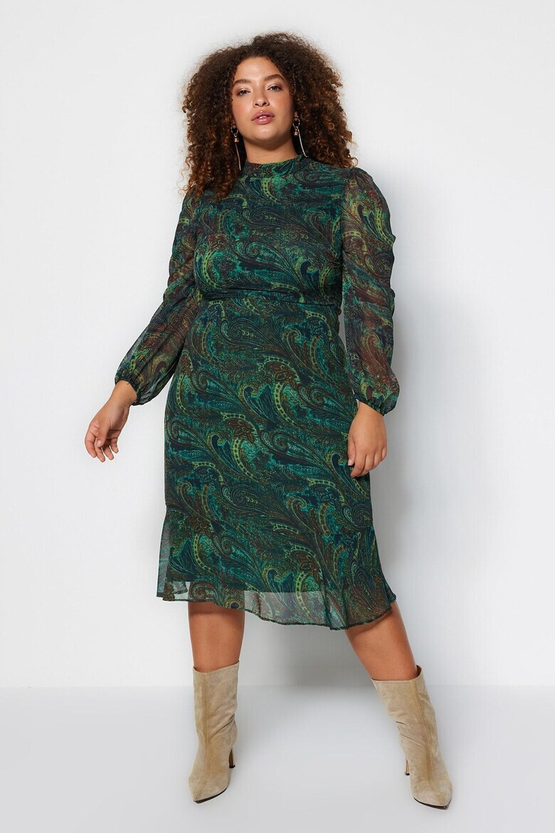 Trendyol Рокля Plus Size с принт - Pepit.bg