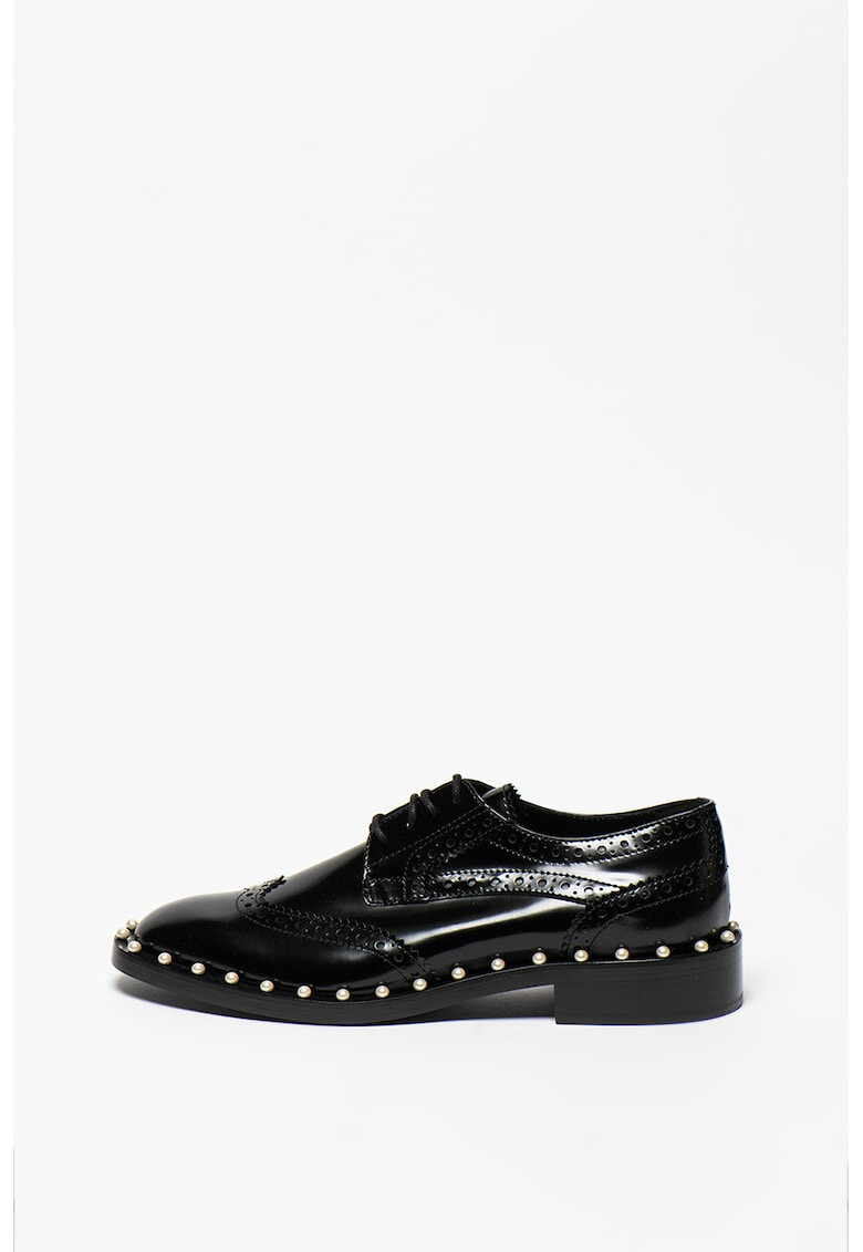 Twinset Кожени обувки Stringata Brogue с перли - Pepit.bg