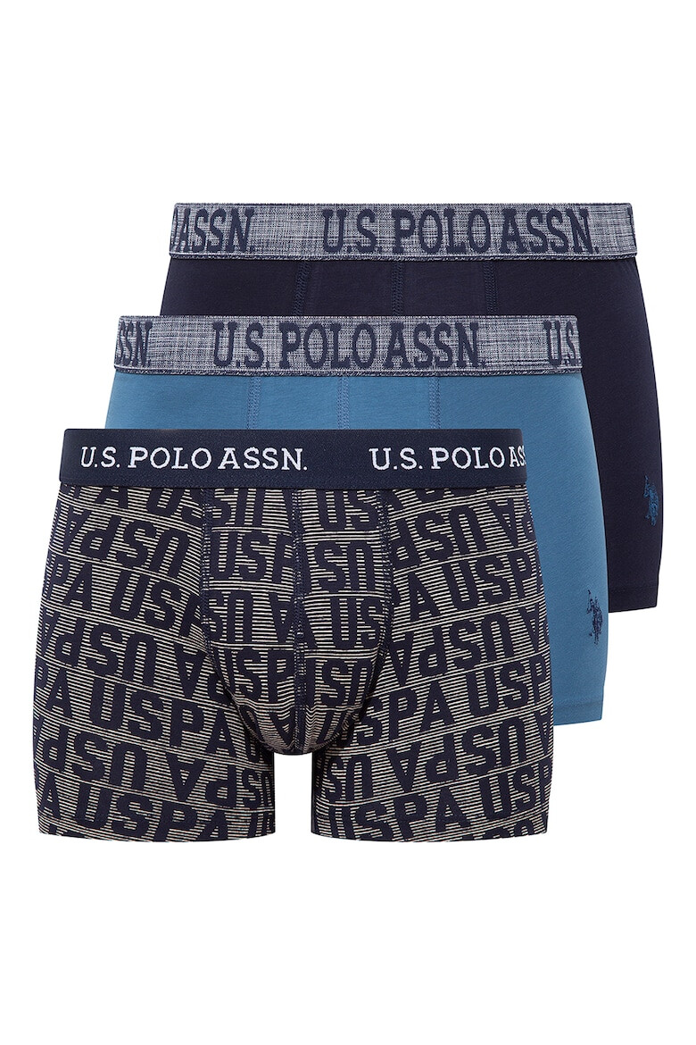 US Polo Assn Боксерки с десен с лого - 3 чифта - Pepit.bg