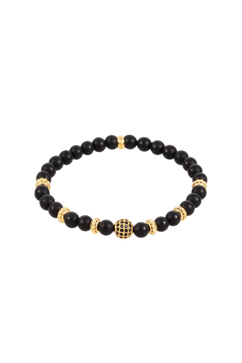 US Polo Assn Еластична гривна с матов Оникс - Черен/Златист - Pepit.bg