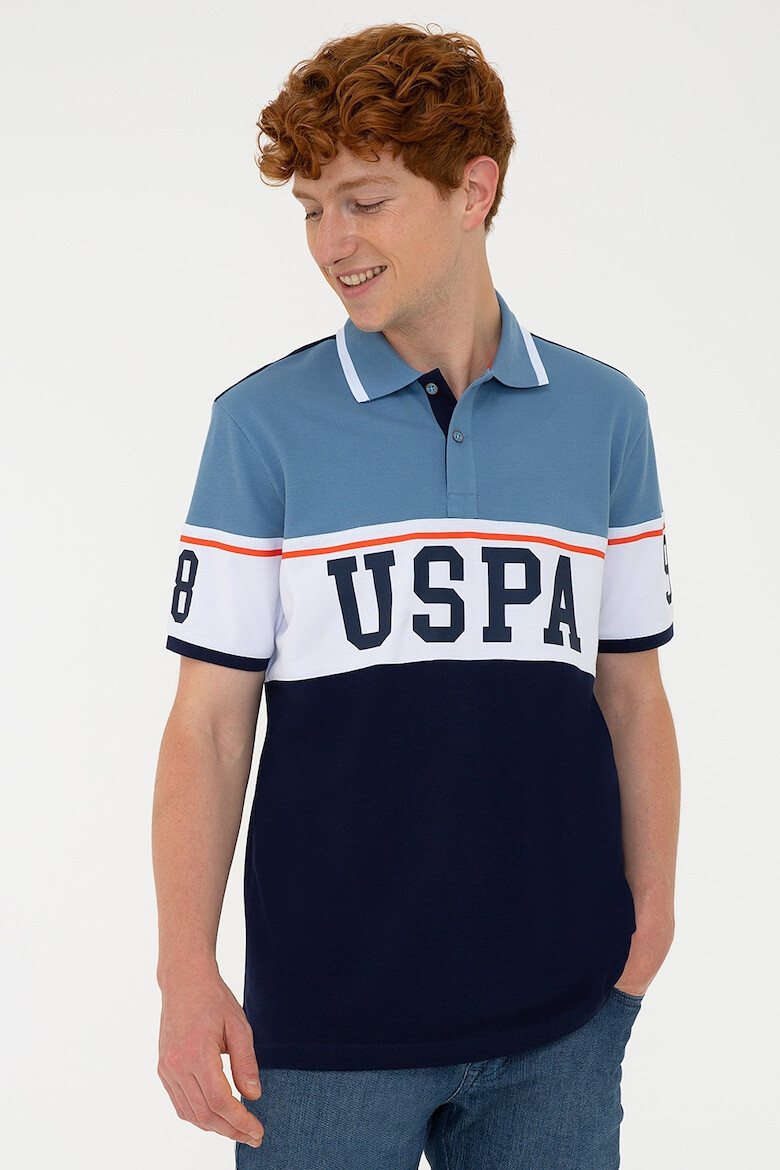 U.S. Polo Assn. Памучна тениска с яка и лого - Pepit.bg