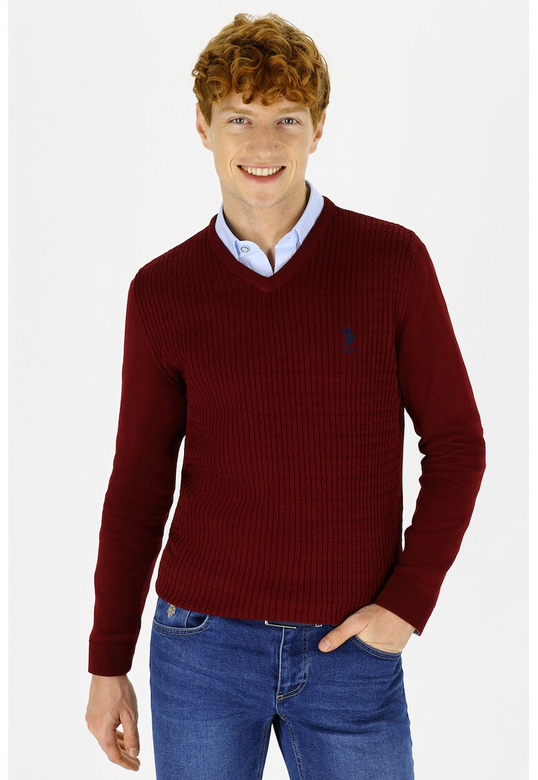 U.S. Polo Assn. Пуловер с шпиц - Pepit.bg
