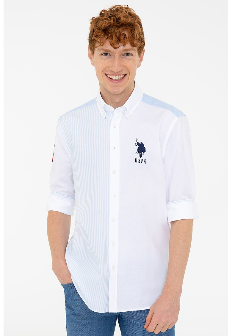 U.S. Polo Assn. Риза с раиран панел - Pepit.bg