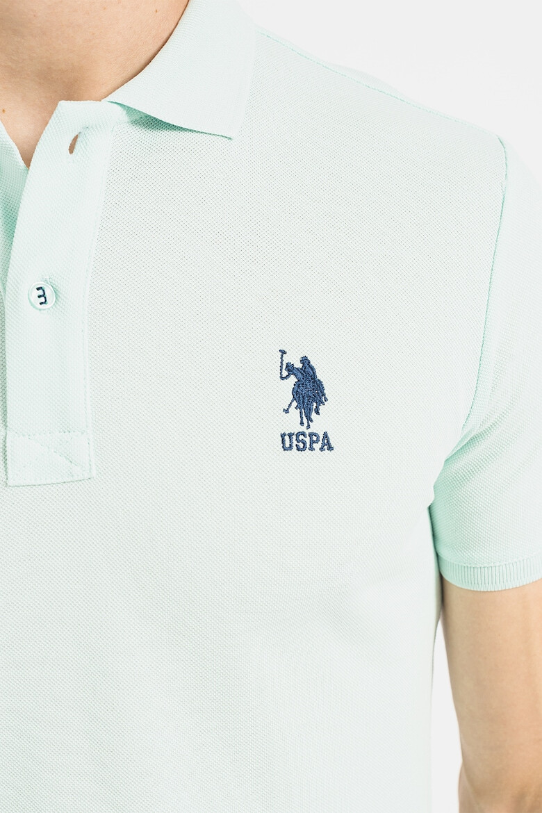 U.S. Polo Assn. Тениска по тялото с яка и лого - Pepit.bg