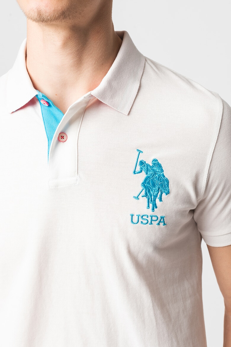 U.S. Polo Assn. Тениска с яка и бродирано лого - Pepit.bg