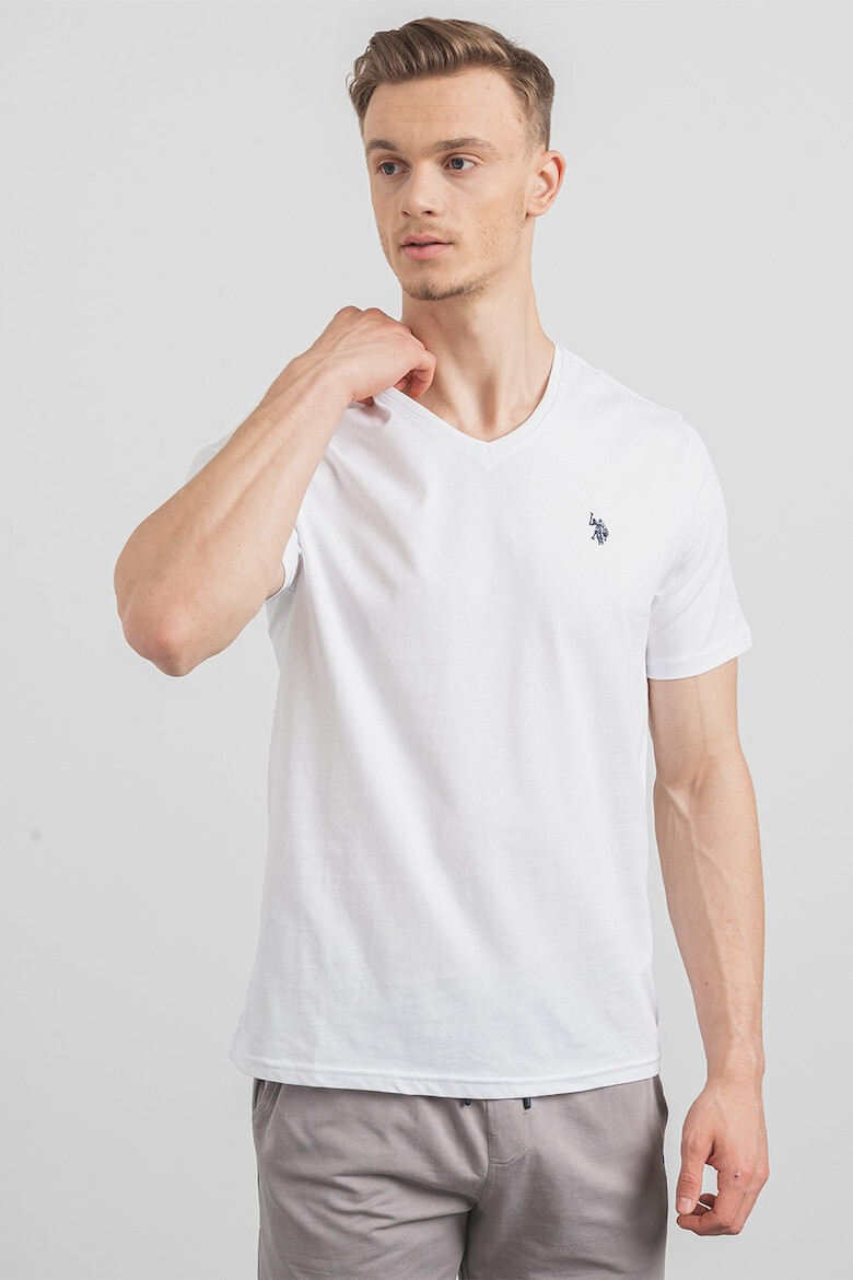 US Polo Assn U.S. Polo Assn - Памучна тениска с шпиц - Pepit.bg