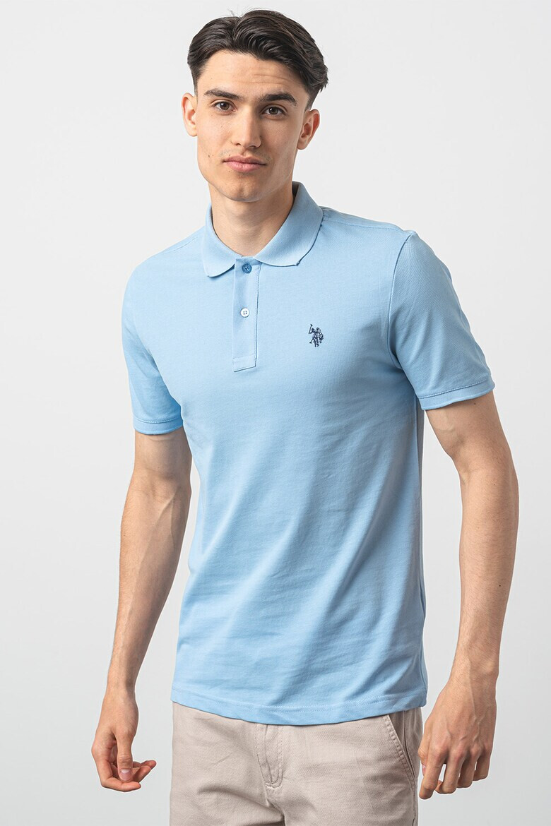 US Polo Assn U.S. Polo Assn - Слим памучна тениска с яка - Pepit.bg