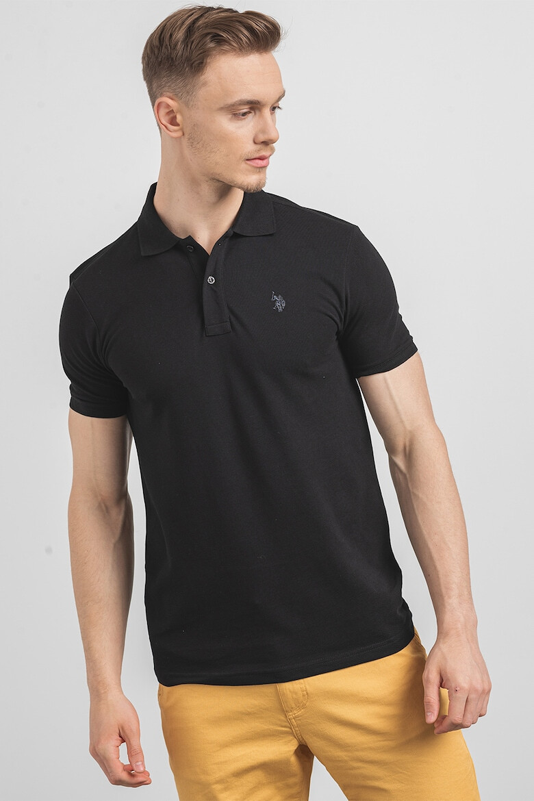 US Polo Assn U.S. Polo Assn - Слим памучна тениска с яка - Pepit.bg