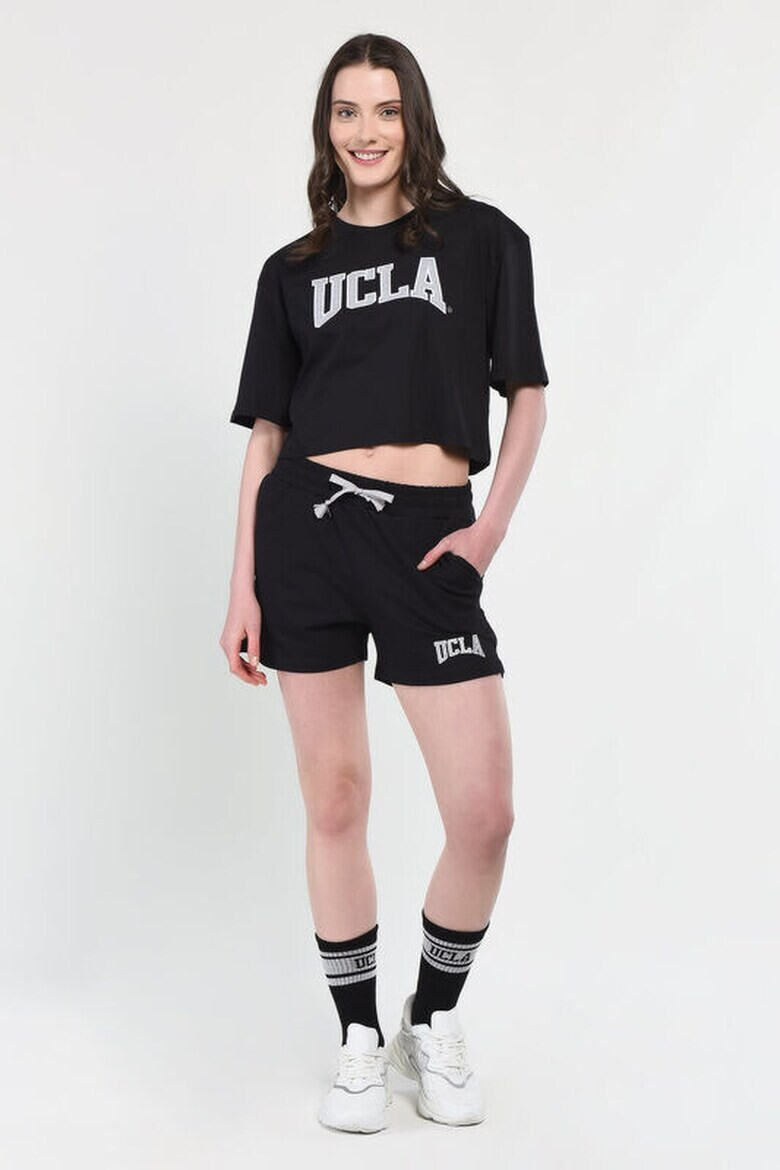 UCLA Къса памучна тениска Helena - Черен - Pepit.bg