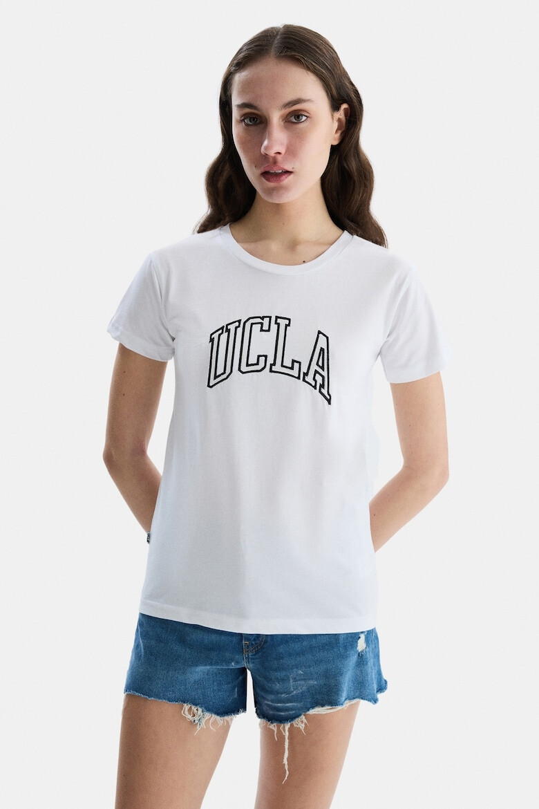 UCLA Тениска Angela с овално деколте и лого - Бял - Pepit.bg