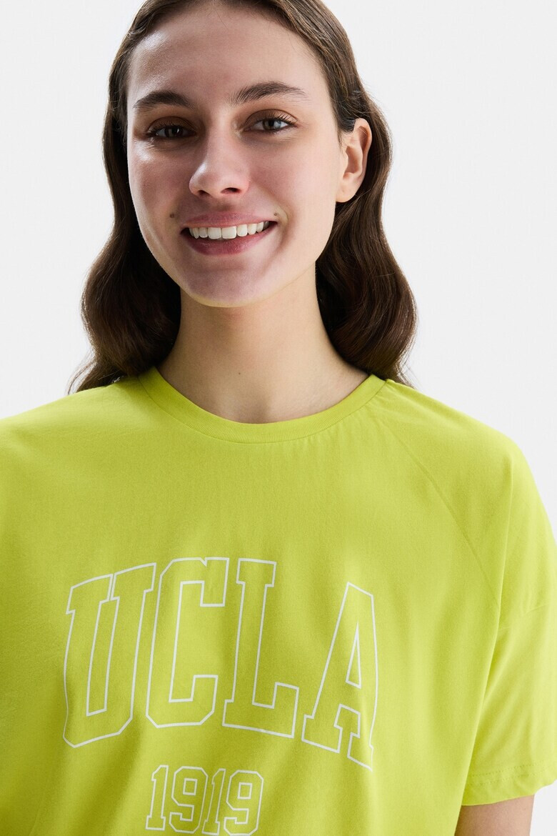 UCLA Тениска Sanchez с овално деколте - Лайм зелено - Pepit.bg