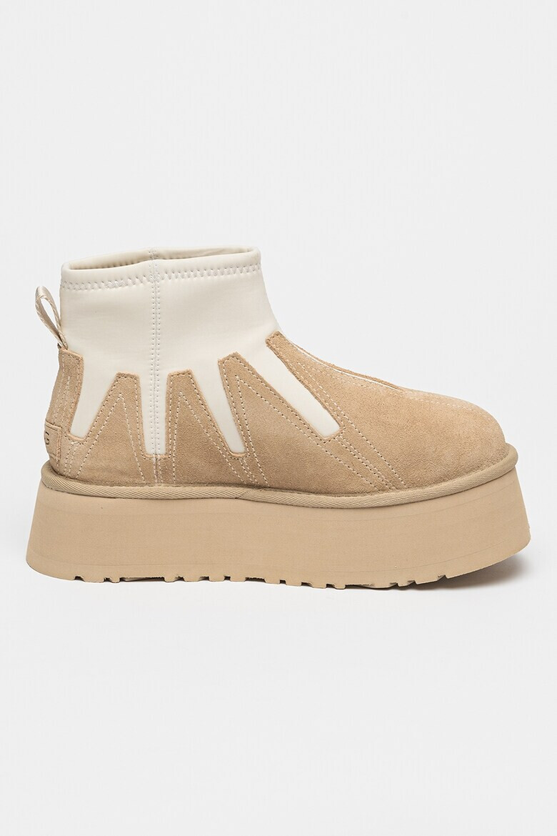 UGG Двуцветни велурени боти Classic Mini Dipper - Pepit.bg