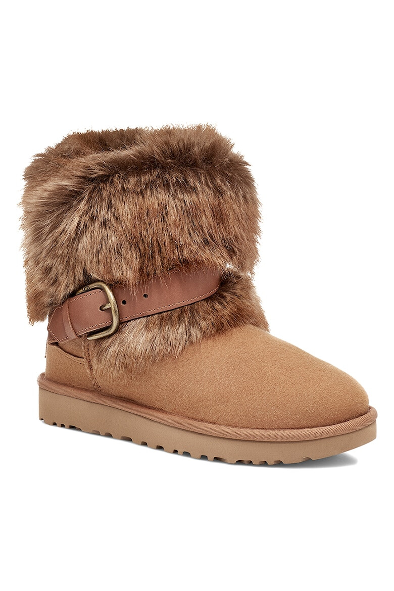 UGG Велурени боти Classic Buckle Mini с еко пух - Pepit.bg