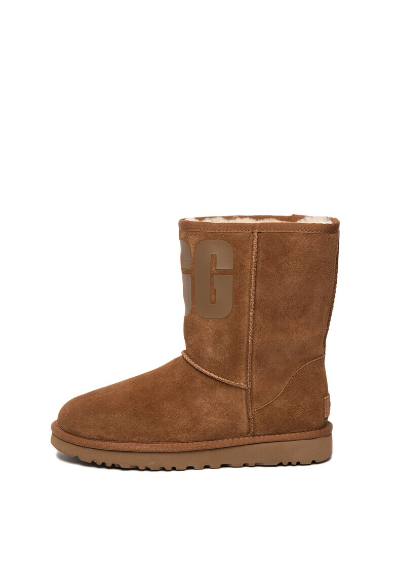 UGG Велурени боти Classic с гумирано лого - Pepit.bg