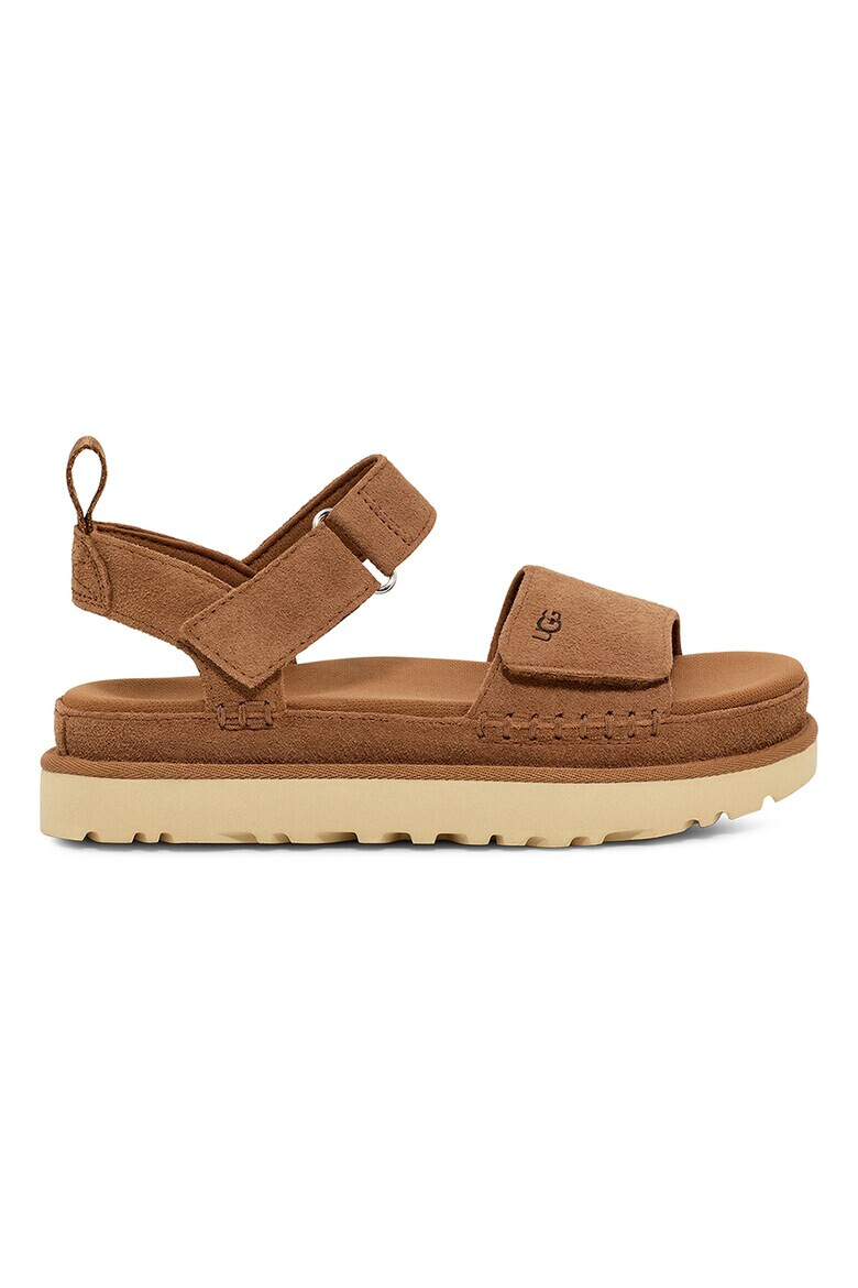 UGG Велурени сандали Goldenstar с равна платформа - Карамел - Pepit.bg