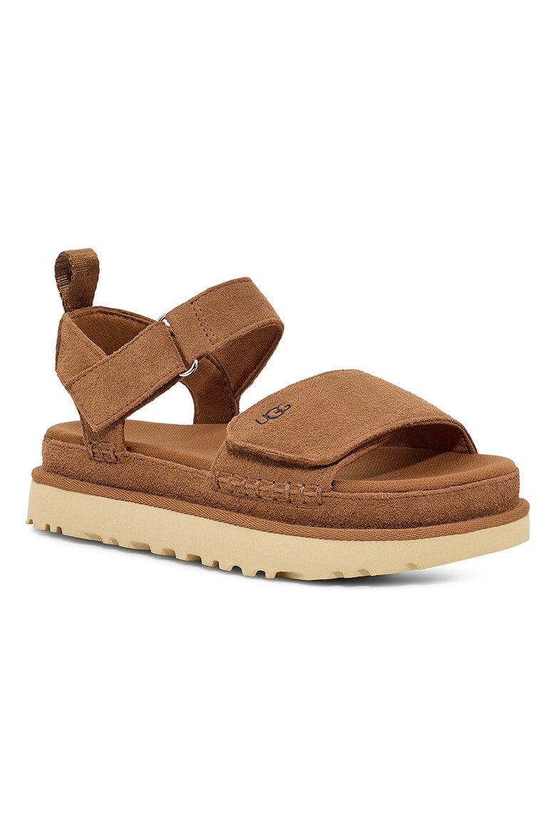 UGG Велурени сандали Goldenstar с равна платформа - Карамел - Pepit.bg