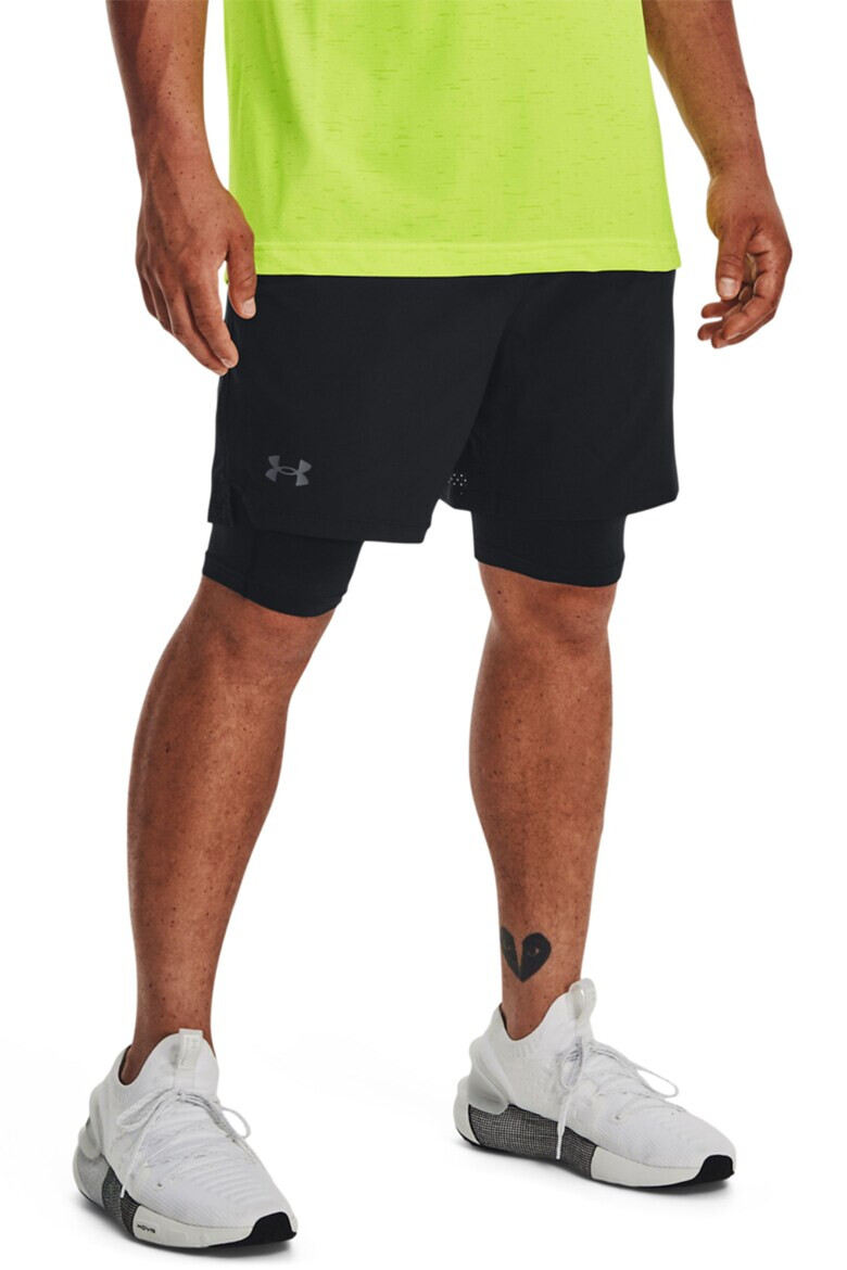 Under Armour Къс фитнес панталон Vanish Woven с дизайн 2в1 - Pepit.bg