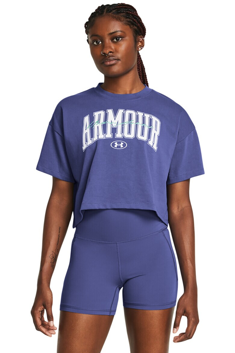 Under Armour Къса фитнес тениска с лого - Pepit.bg