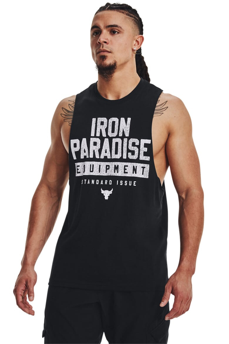 Under Armour Топ за бягане с надписи Iron Muscle - Pepit.bg