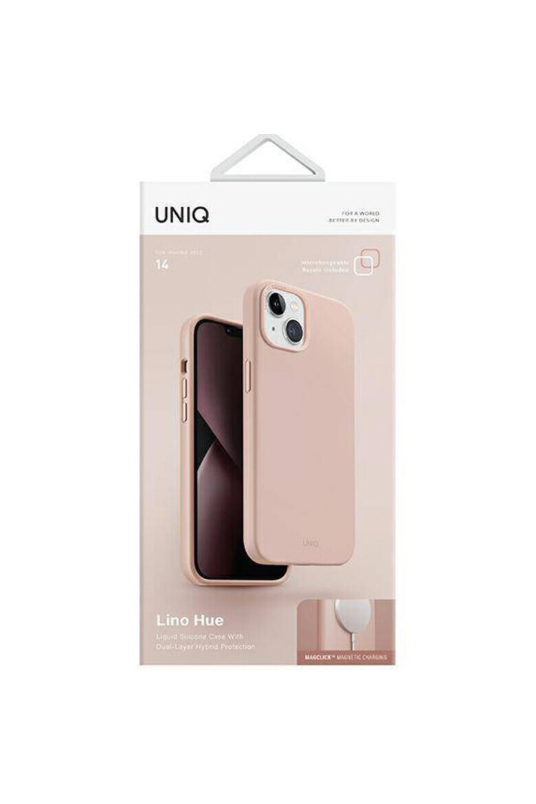 uniq Калъф Lino Hue Magclick за iPhone 14 - Blush Pink - Pepit.bg