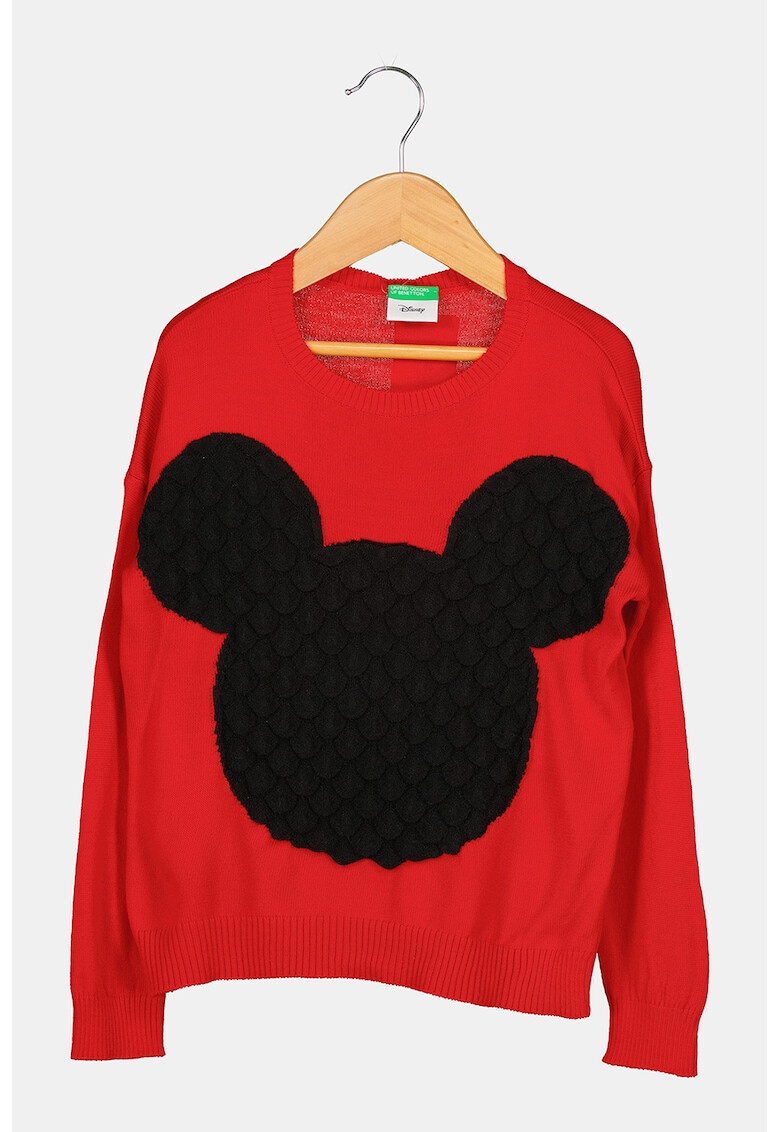 United Colors of Benetton Фино плетен пуловер с десен Mickey Mouse - Pepit.bg