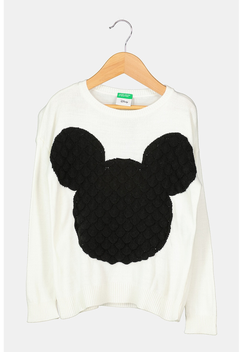 United Colors of Benetton Фино плетен пуловер с десен Mickey Mouse - Pepit.bg