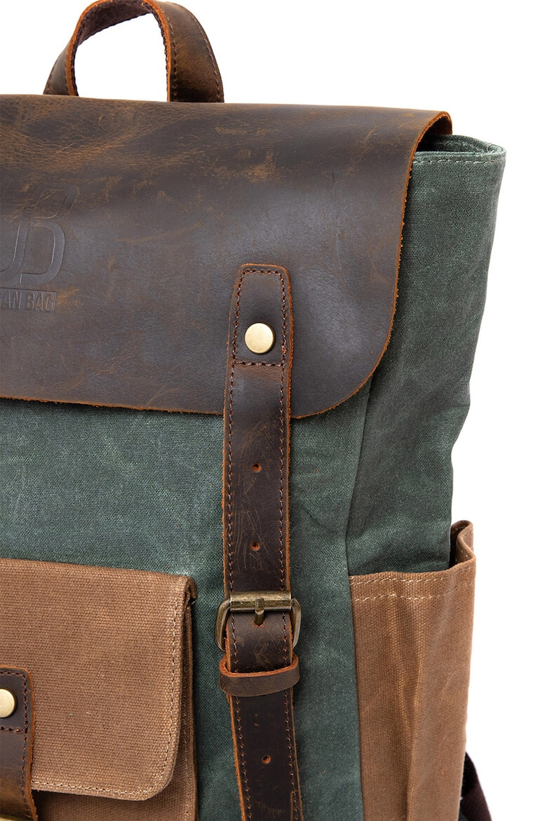 Urban Bag Унисекс раница Memphis с кожа - Зелен/Кафяв - Pepit.bg