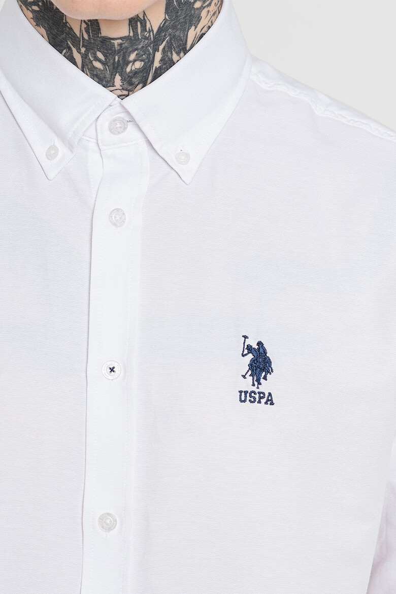 US Polo Assn Едноцветна риза с копчета на яката - Pepit.bg