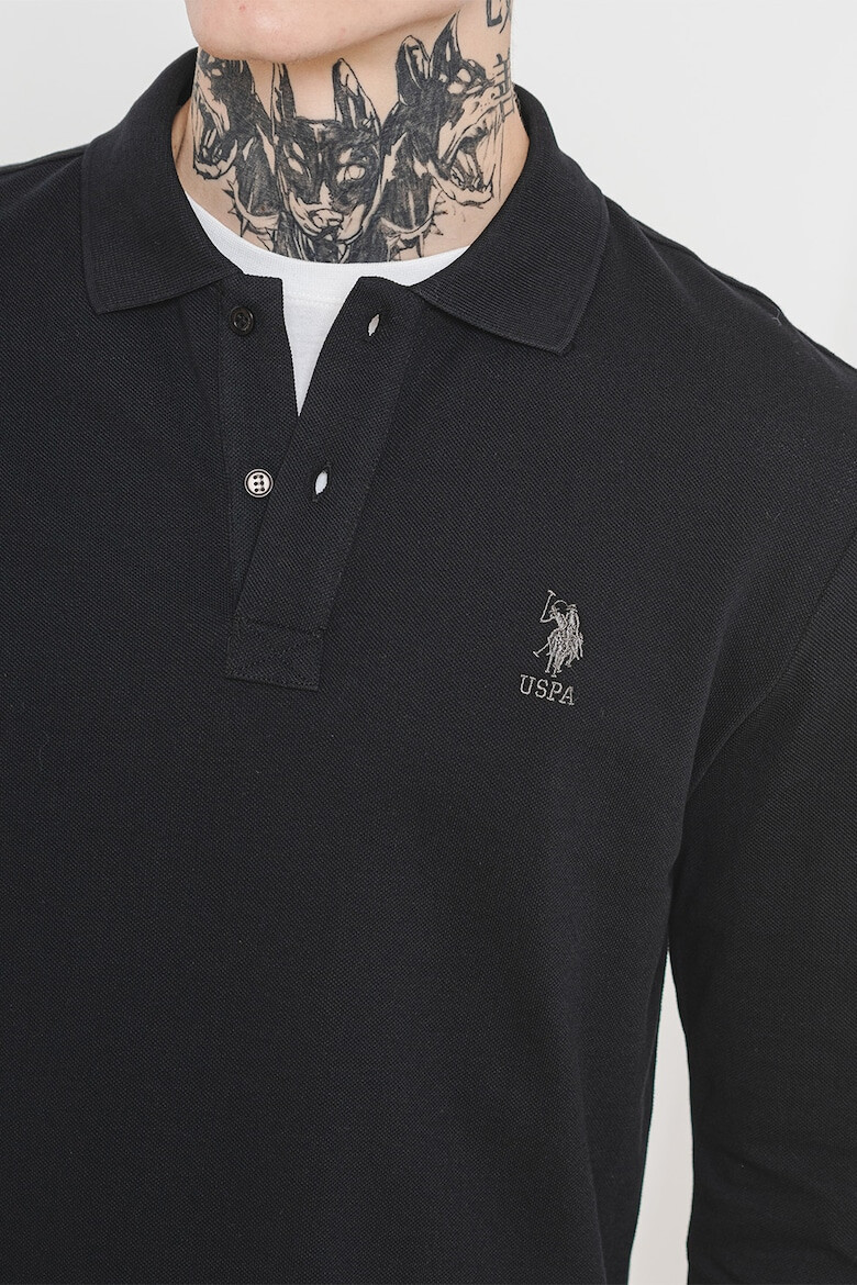 US Polo Assn Памучна блуза с яка и лого - Pepit.bg