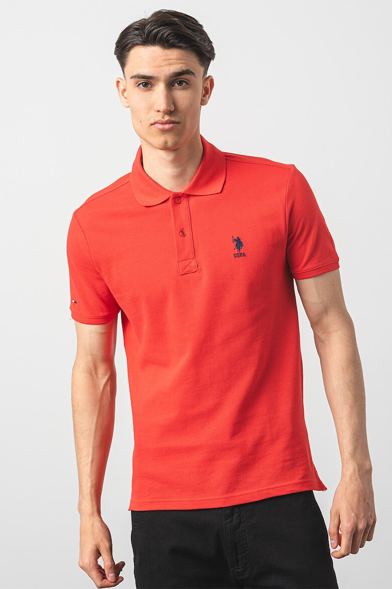 US Polo Assn U.S. Polo Assn Памучна тениска по тялото с яка - Pepit.bg