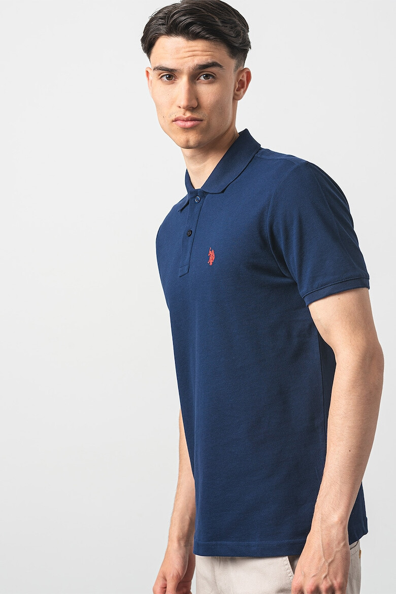 US Polo Assn U.S. Polo Assn - Слим памучна тениска с яка - Pepit.bg