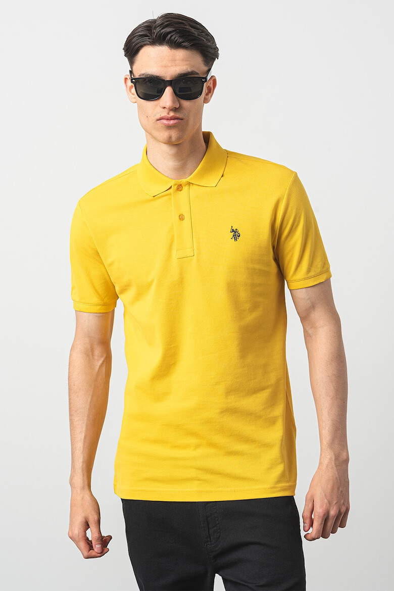 US Polo Assn U.S. Polo Assn - Слим памучна тениска с яка - Pepit.bg