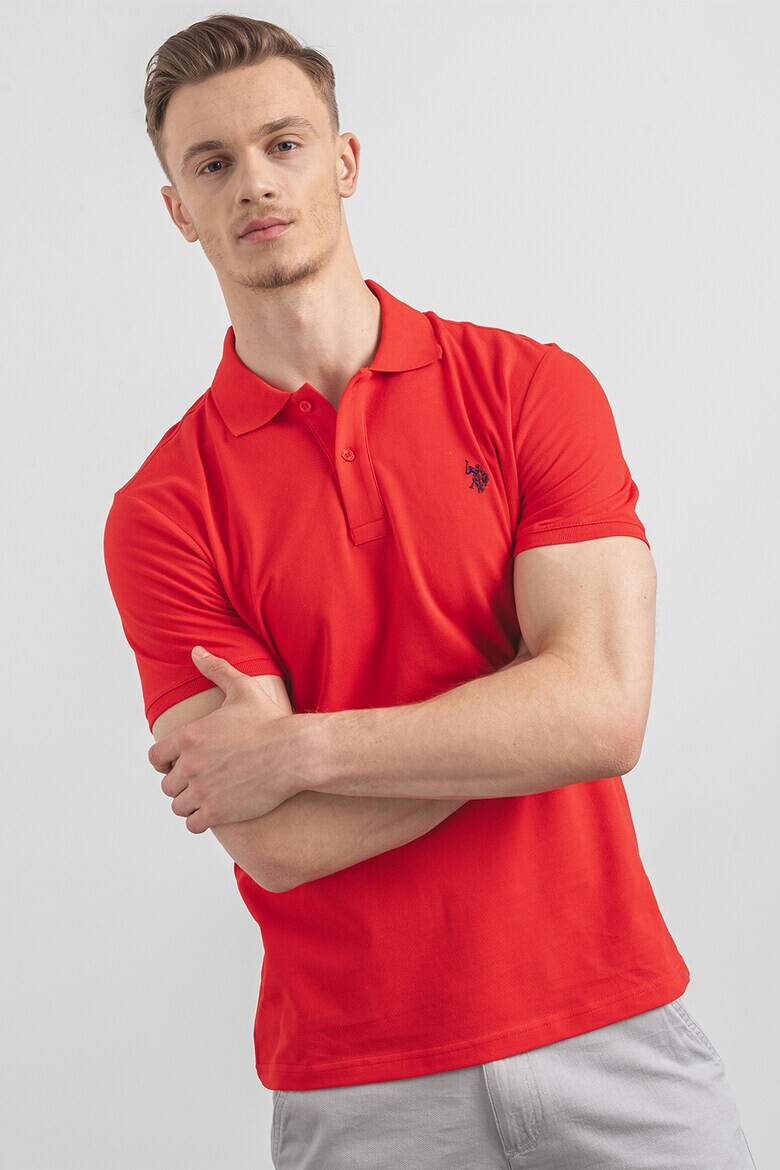 US Polo Assn U.S. Polo Assn - Слим памучна тениска с яка - Pepit.bg