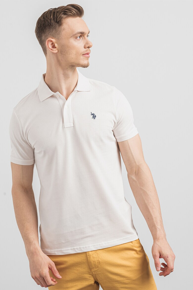 US Polo Assn U.S. Polo Assn - Слим памучна тениска с яка - Pepit.bg