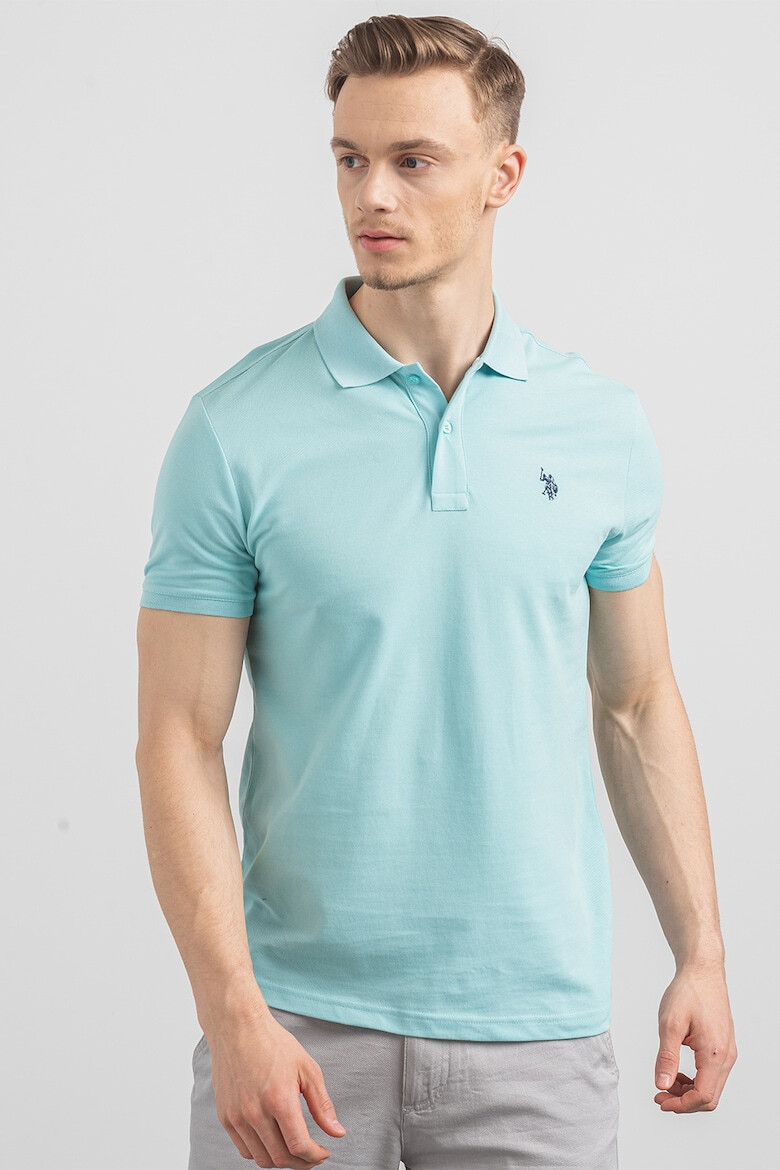 US Polo Assn U.S. Polo Assn - Слим памучна тениска с яка - Pepit.bg