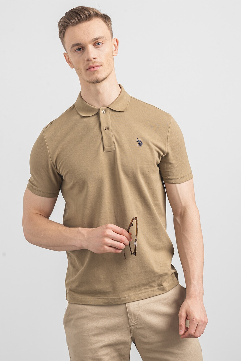 US Polo Assn U.S. Polo Assn - Слим памучна тениска с яка - Pepit.bg