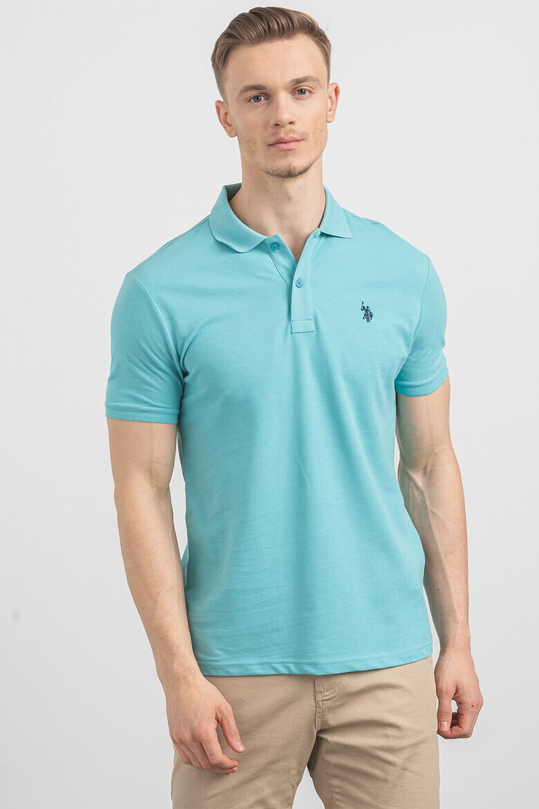 US Polo Assn U.S. Polo Assn - Слим памучна тениска с яка - Pepit.bg