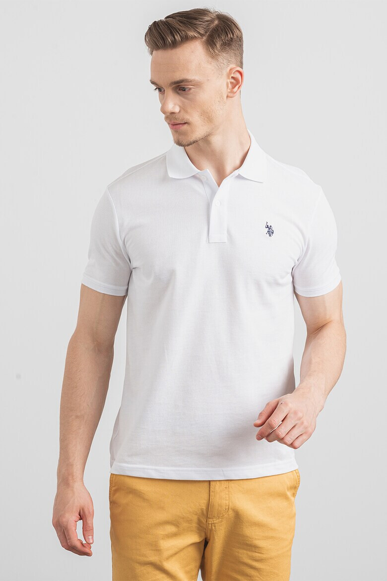 US Polo Assn U.S. Polo Assn - Слим памучна тениска с яка - Pepit.bg