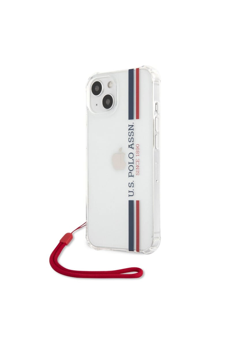 US POLO ASSN Защитен калъф U.S. Polo Tricolor Vertical Stripes - За Apple iPhone 13 mini - Прозрачен - Pepit.bg