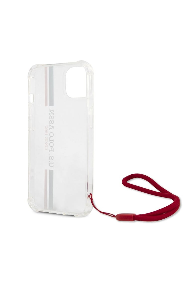 US POLO ASSN Защитен калъф U.S. Polo Tricolor Vertical Stripes - За Apple iPhone 13 mini - Прозрачен - Pepit.bg