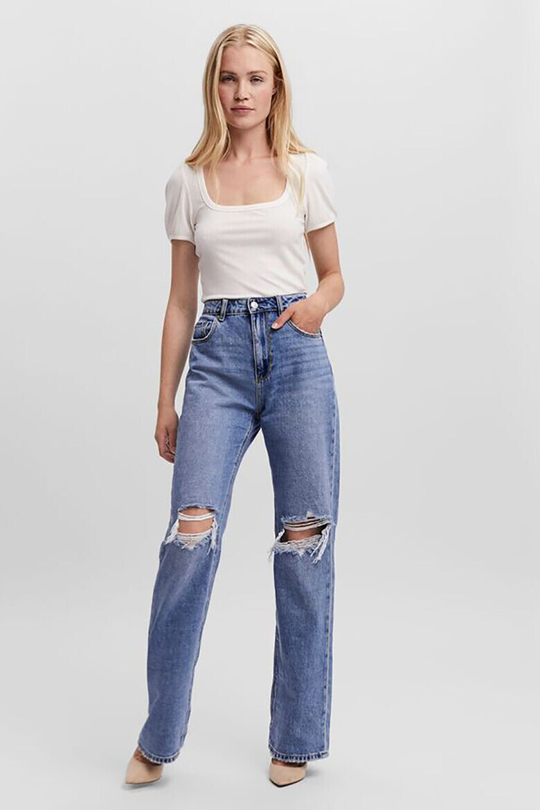 Vero Moda Дънки с широк крачол и протрити колене - Pepit.bg