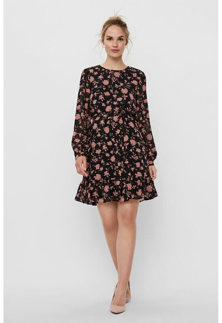 Vero Moda Флорална рокля с връзка - Pepit.bg