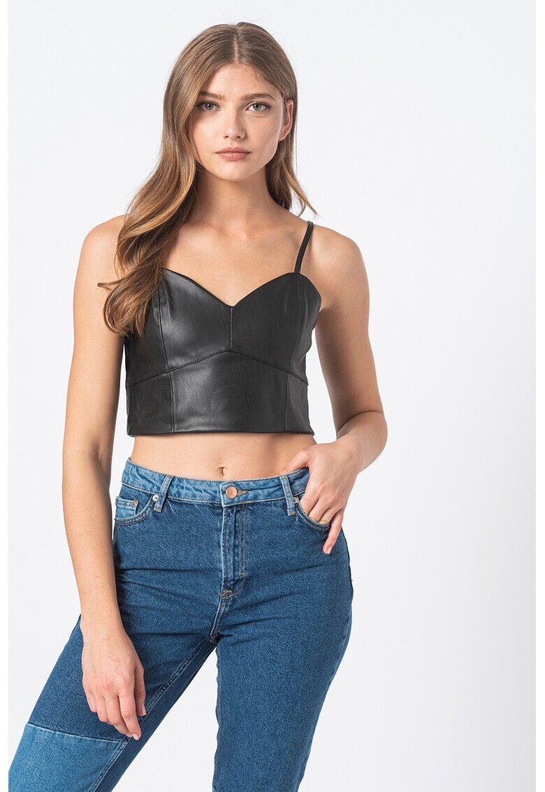 Vero Moda Къс топ Lee от еко кожа - Pepit.bg
