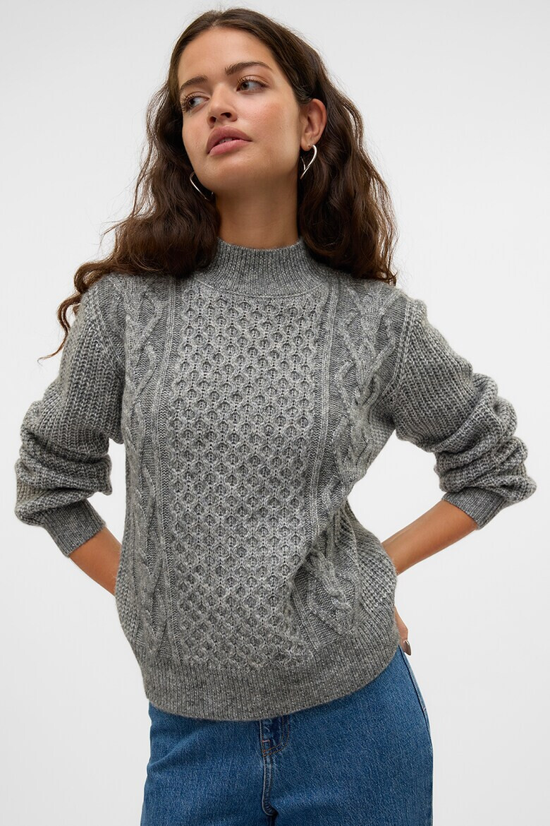 Vero Moda Плетен пуловер Universe - Сив меланж - Pepit.bg