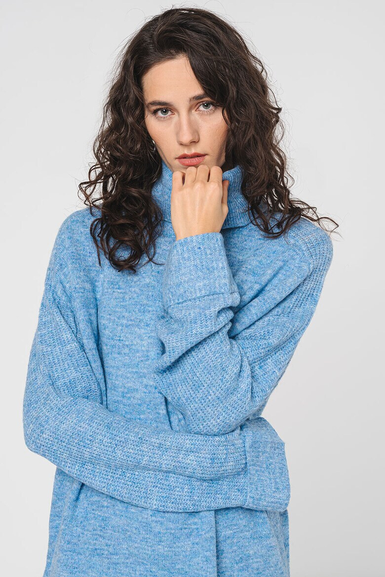 Vero Moda Пуловер Jupiter с поло - Светлосин меланж - Pepit.bg